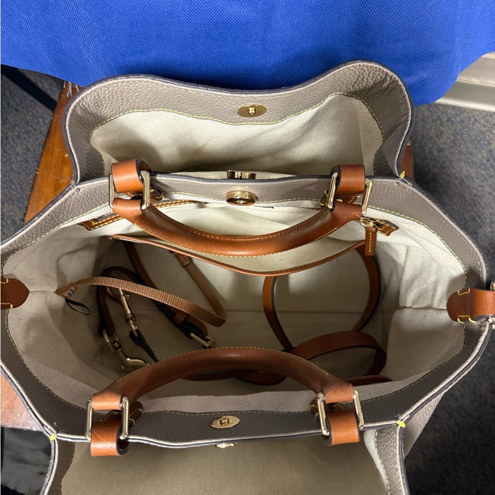 Dooney & Bourke Tan and Brown Leather Shoulder Bag - Picture 6 of 10